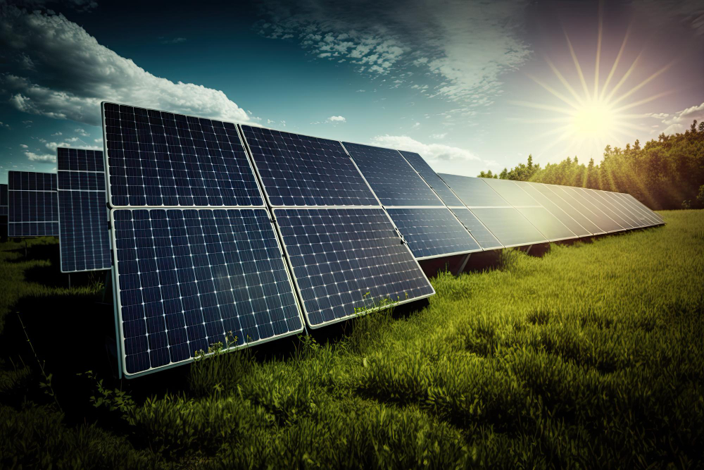 photovoltaik Solarpanel im grünen feld-