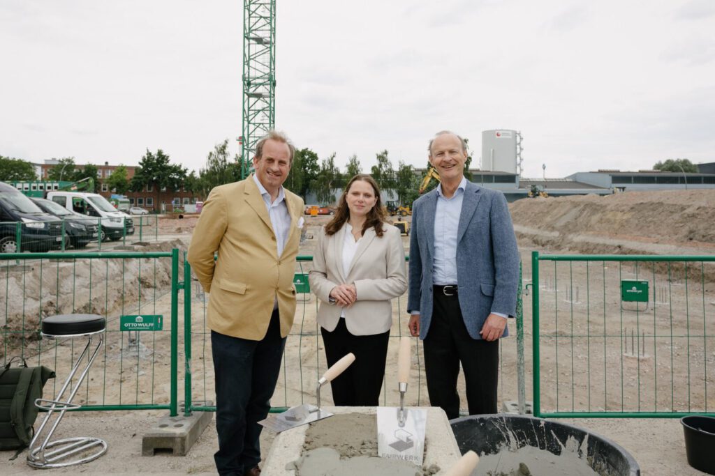 Grundsteinlegung für die FairWerk Hamburg Hafenwerkstätten in Hamburg-Veddel